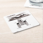 農場の日没のコースターに先頭に立 スクエアペーパーコースター (アングル)