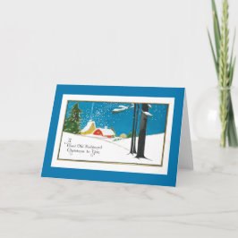 農場の旧式のクリスマス シーズンカード