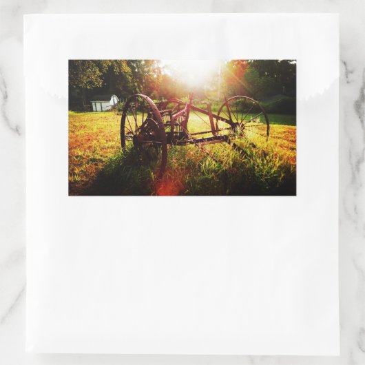 農場の朝 長方形シール (バッグ)