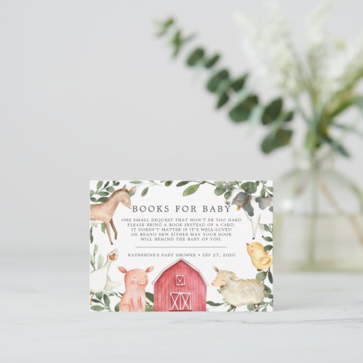 農場の本でベビーの赤ちゃんシャワーカード エンクロージャーカード