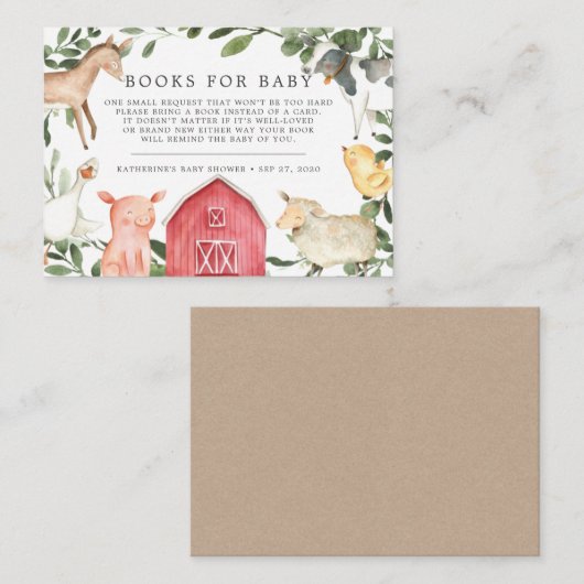 農場の本でベビーの赤ちゃんシャワーカード エンクロージャーカード (正面/裏面)