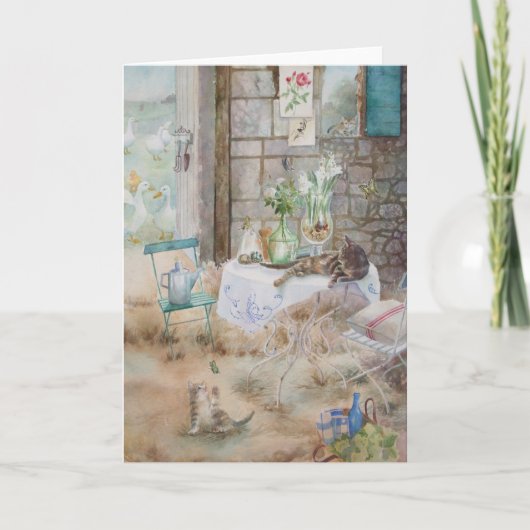 農場の水彩猫絵画たち カード (正面)