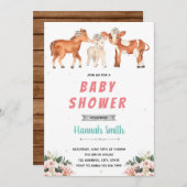 農場の牛と馬と羊の赤ちゃんシャワーパーティー 招待状 (正面/裏面)