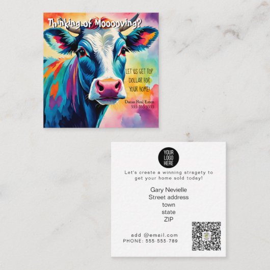 農場の牛の紹介実在財産マーケティング販売 スクエア名刺 (正面/裏面)