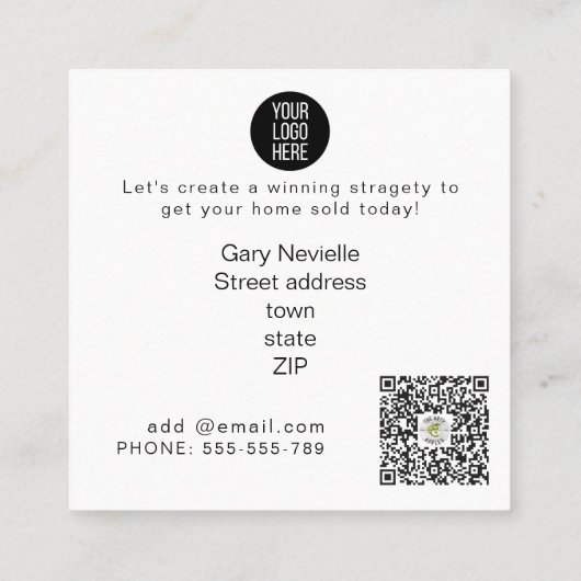 農場の牛の紹介実在財産マーケティング販売 スクエア名刺 (裏面)