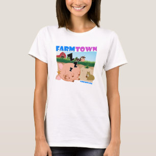 農場の町の眠く豚のようなTシャツ Tシャツ