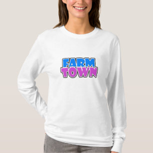 農場の町の長袖のワイシャツ Tシャツ