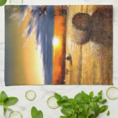 農場の秋の朝 キッチンタオル (折り畳み)