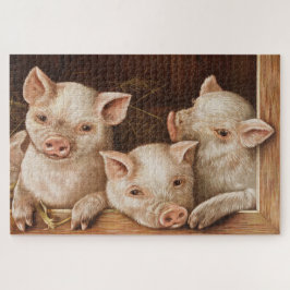農場の納屋にかわいい小さな子豚 ジグソーパズル