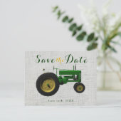 農場の納屋のトラクター Save the Date 招待状 (スタンド正面)