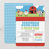 農場の納屋の誕生日パーティー招待状 招待状 (正面/裏面)