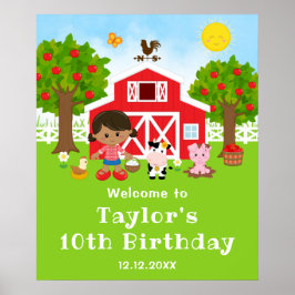 農場の納屋 アフリカ系アメリカ人の女の子の誕生日歓迎 ポスター
