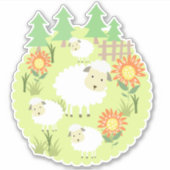 農場の羊のカスタムカットのビニールのシール シール (正面)