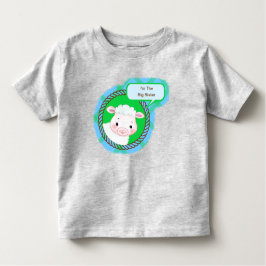 農場の羊の子羊のギンガムブルーグリーンと引用文 トドラーTシャツ