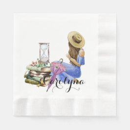 農場の花の少女 カスタマイズ 縁ありランチョンナプキン