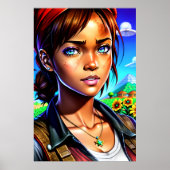 農場の若い女性 | AI Art ポスター (正面)