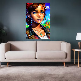 農場の若い女性 | AI Art ポスター