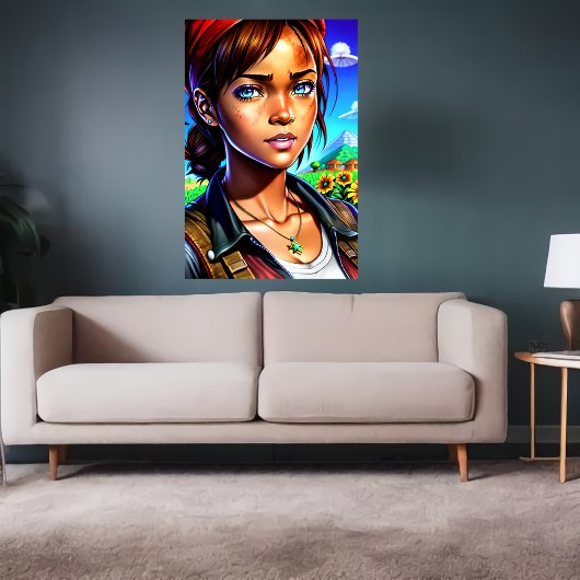 農場の若い女性 | AI Art ポスター