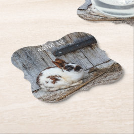 農場の茶色と白のバニーラビット ペーパーコースター