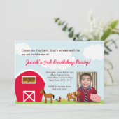 農場の誕生日のパーティの招待状-写真を持つ… 招待状 (スタンド正面)