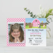 農場の誕生日の招待状の納屋周囲の庭のパーティー 招待状 (スタンド正面)