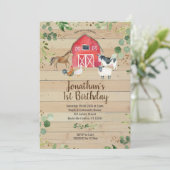 農場の誕生日の納屋周囲の庭のパーティの招待状 招待状 (スタンド正面)