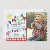 農場の誕生日パーティー招待状 オールドマクドナルド農場パーティー 招待状 (正面)