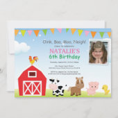 農場の誕生日パーティー招待状 バーンヤードパーティー 招待状 (正面)