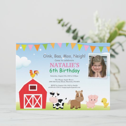 農場の誕生日パーティー招待状 バーンヤードパーティー 招待状 (スタンド正面)