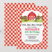 農場の誕生日パーティー招待状 バーンヤードパーティー 招待状 (正面/裏面)