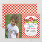 農場の誕生日パーティー招待状 動物園パーティー 招待状 (正面/裏面)