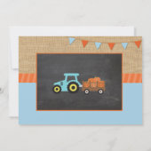 農場の誕生日パーティー かぼちゃ トラクター 写真 招待状 (裏面)