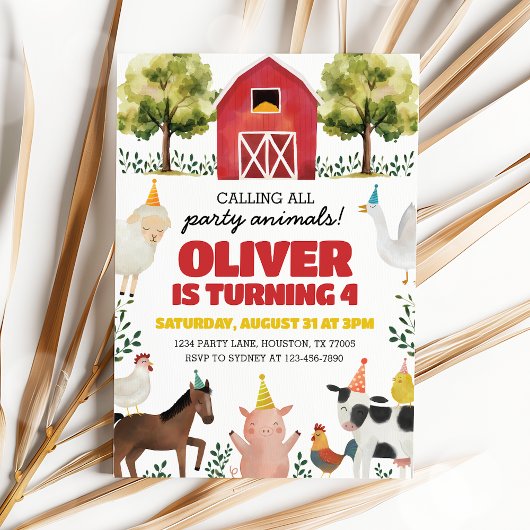 農場の誕生日招待状 招待状