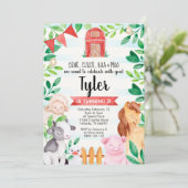 農場の誕生日招待状 男の子 農場の招待状 招待状 (スタンド正面)