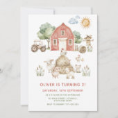農場の誕生日招待状、納屋の誕生日招待 招待状 (正面)