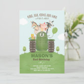 農場の誕生日 男の子 オールドマクドナルド バーンヤードパーティー 招待状 (スタンド正面)