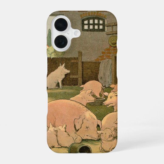 農場の豚と子豚 iPhone 16ケース (裏面)