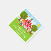 農場の赤い納屋と赤毛の少女の誕生日パーティー スタンダードカクテルナプキン (角)