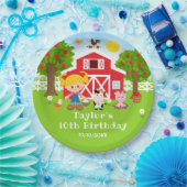 農場の赤い納屋と金髪の少女の誕生日パーティー ペーパープレート (パーティー)