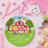 農場の赤い納屋と金髪の少年誕生日パーティー ペーパープレート (パーティー)