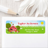 農場の赤い納屋の中の黒人の少年 ラベル (インサイチュ)