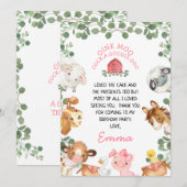 農場の赤い納屋の葉の誕生日感謝カード 招待状 (正面/裏面)