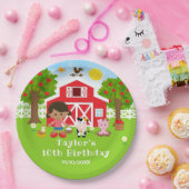 農場の赤い納屋 アフリカ系アメリカ人の女の子の誕生日パーティー ペーパープレート (パーティー)