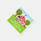 農場の赤い納屋 黒髪の少年 誕生日パーティー スタンダードカクテルナプキン (角)