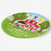 農場の赤い納屋 黒髪の少年 誕生日パーティー ペーパープレート (アングル)