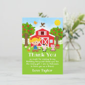 農場の赤い誕生日金髪の女の子 サンキューカード (スタンド正面)