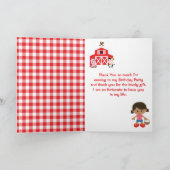 農場の赤い誕生日　アフリカ系アメリカ人の女の子 サンキューカード (内部)