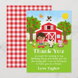 農場の赤い誕生日　アフリカ系アメリカ人の女の子 サンキューカード