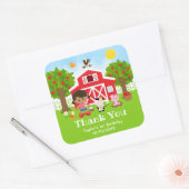 農場の赤い誕生日　アメリカのアフリカ系少女　ありがとう スクエアシール (封筒)