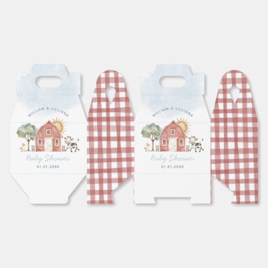 農場の赤ちゃんシャワーお願いボックス フェイバーボックス (見開き)